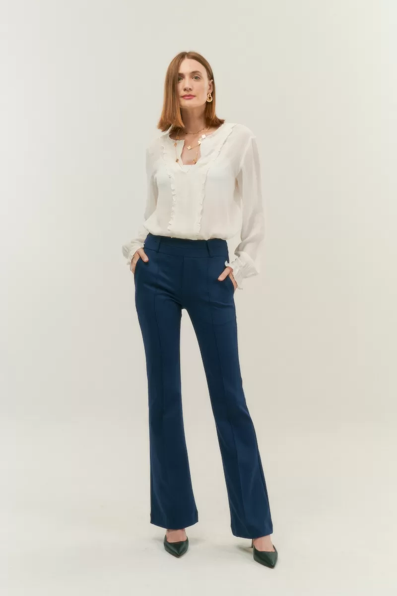 Hidrogênio - STRAIGHT PANTS WITH KNIFE POCKET AND LAPELS MARTINA NAVY - 20116004 Hidrogênio - STRAIGHT PANTS WITH KNIFE POCKET AND LAPELS MARTINA NAVY - 20116004