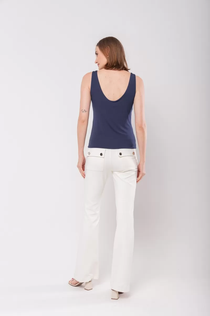 Hidrogênio - MARTINA OFF-WHITE STRAIGHT PANTS WITH KNIFE POCKET AND LAPELS - 20116018 Hidrogênio - MARTINA OFF-WHITE STRAIGHT PANTS WITH KNIFE POCKET AND LAPELS - 20116018