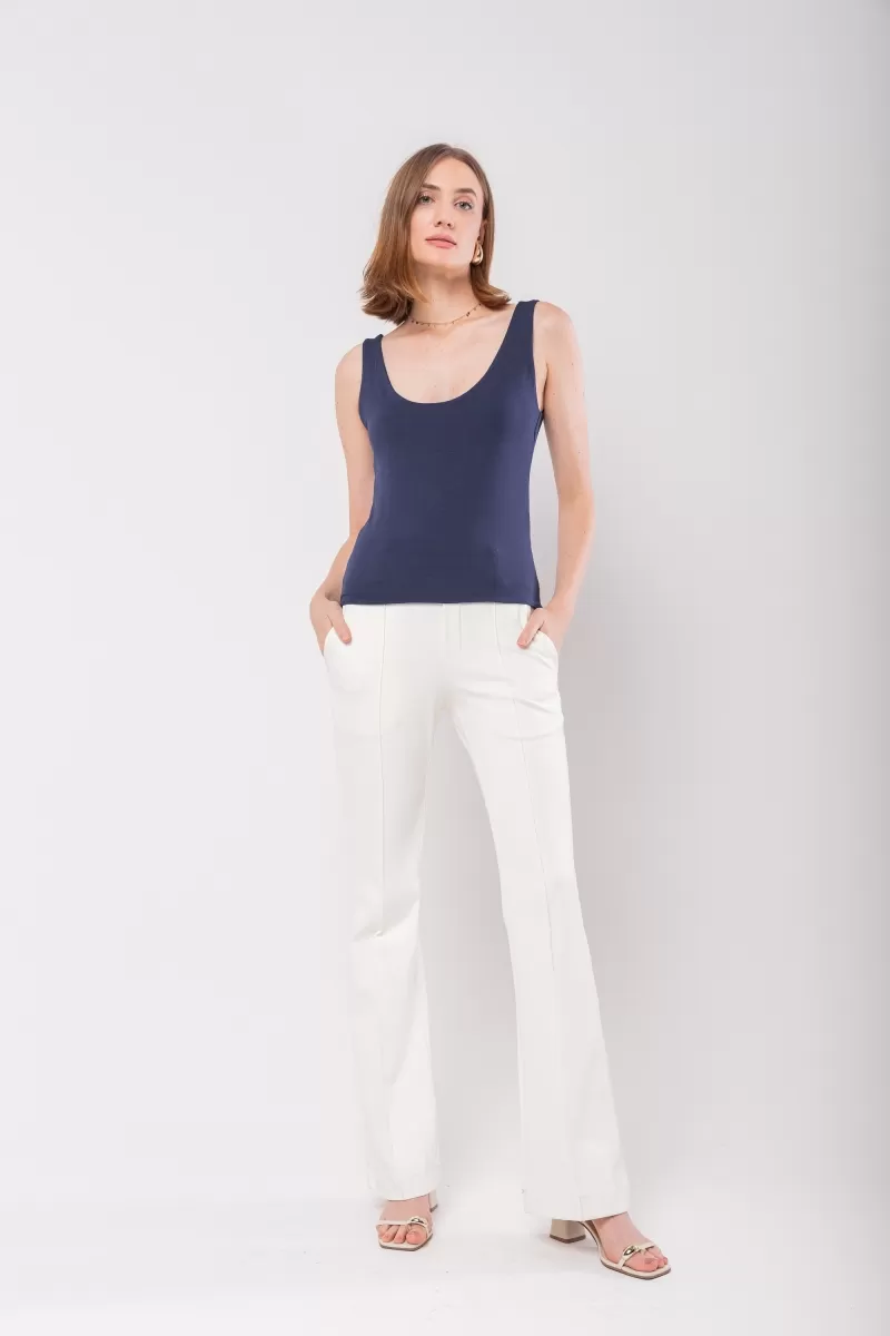Hidrogênio - MARTINA OFF-WHITE STRAIGHT PANTS WITH KNIFE POCKET AND LAPELS - 20116018 Hidrogênio - MARTINA OFF-WHITE STRAIGHT PANTS WITH KNIFE POCKET AND LAPELS - 20116018