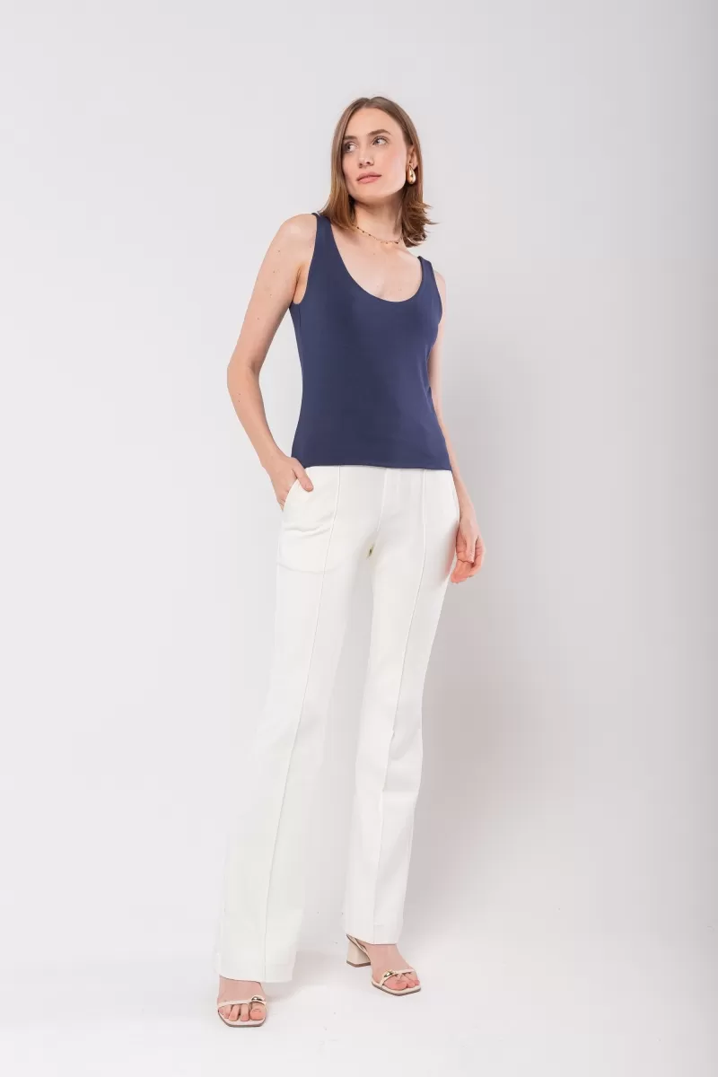 Hidrogênio - MARTINA OFF-WHITE STRAIGHT PANTS WITH KNIFE POCKET AND LAPELS - 20116018 Hidrogênio - MARTINA OFF-WHITE STRAIGHT PANTS WITH KNIFE POCKET AND LAPELS - 20116018