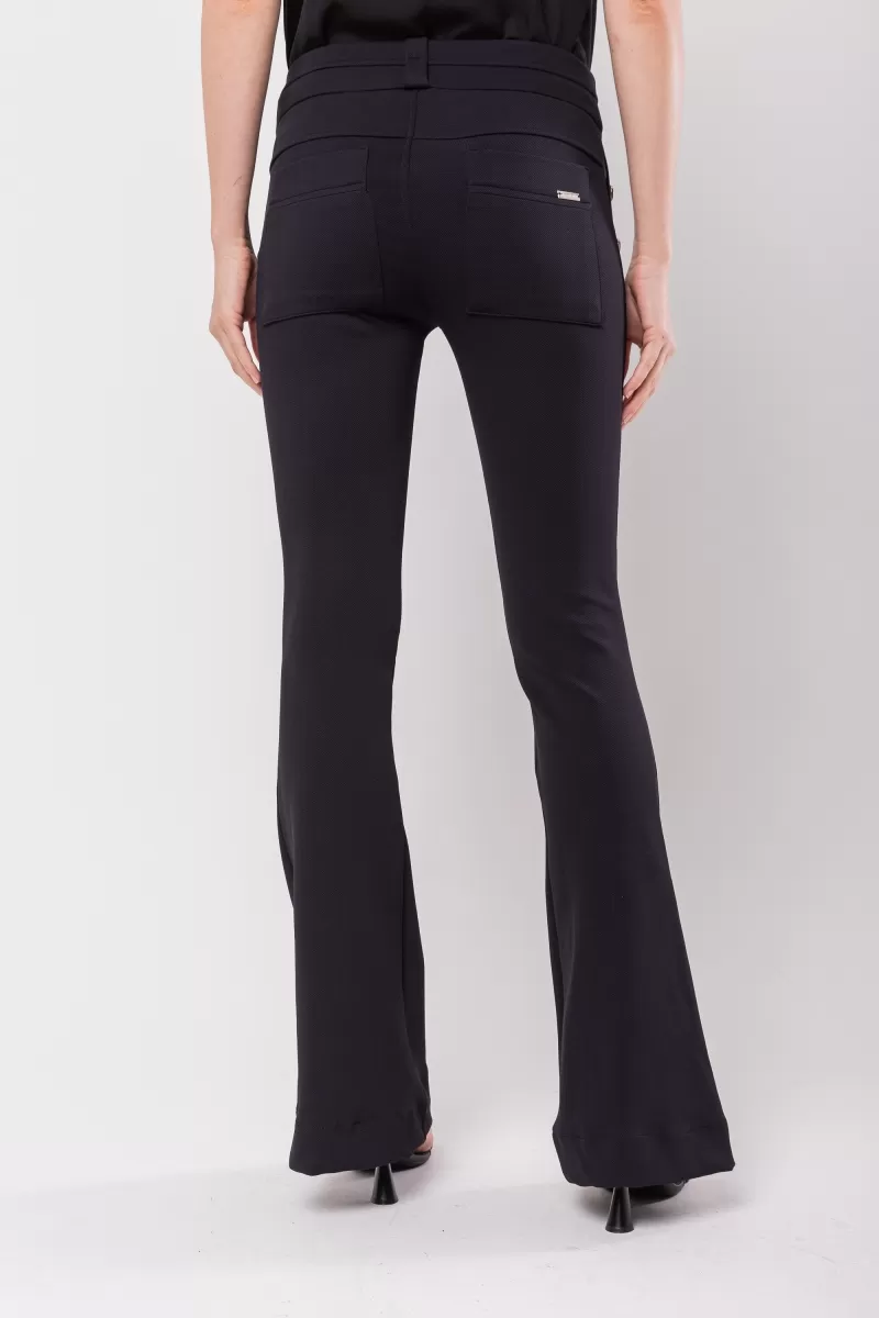 Hidrogênio - CAROL BLACK FLARE PANTS WITH POCKETS AND BUTTONS - 20121001 Hidrogênio - CAROL BLACK FLARE PANTS WITH POCKETS AND BUTTONS - 20121001