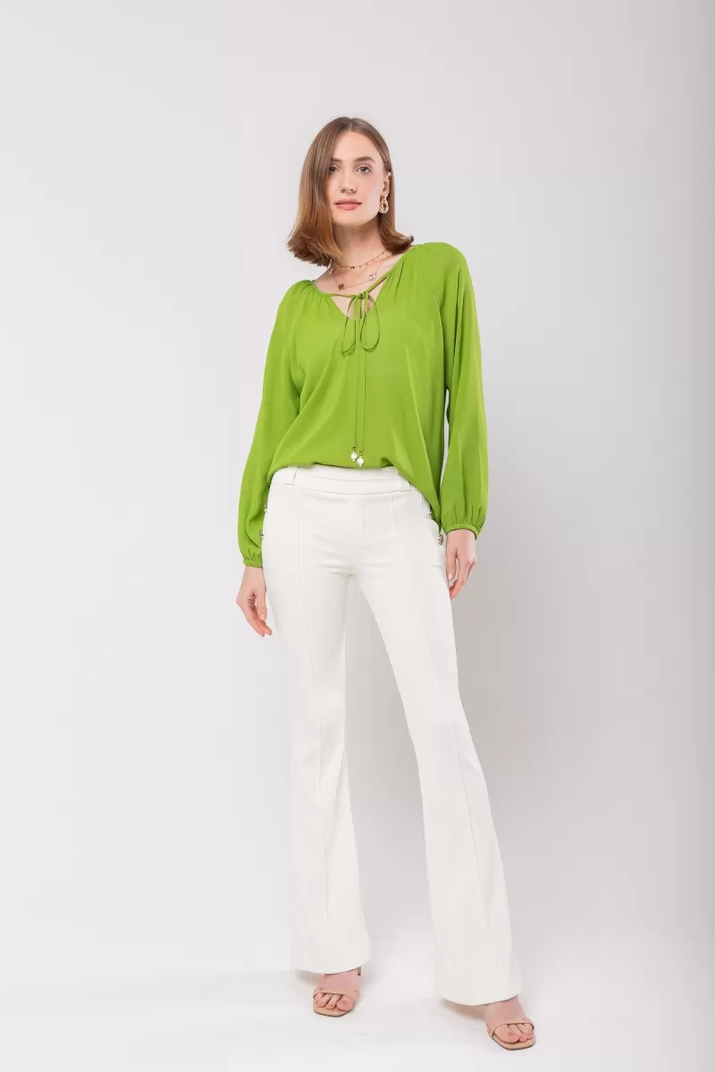 Hidrogênio - CAROL OFF WHITE FLARE PANTS WITH POCKETS AND BUTTONS - 20121018 Hidrogênio - CAROL OFF WHITE FLARE PANTS WITH POCKETS AND BUTTONS - 20121018