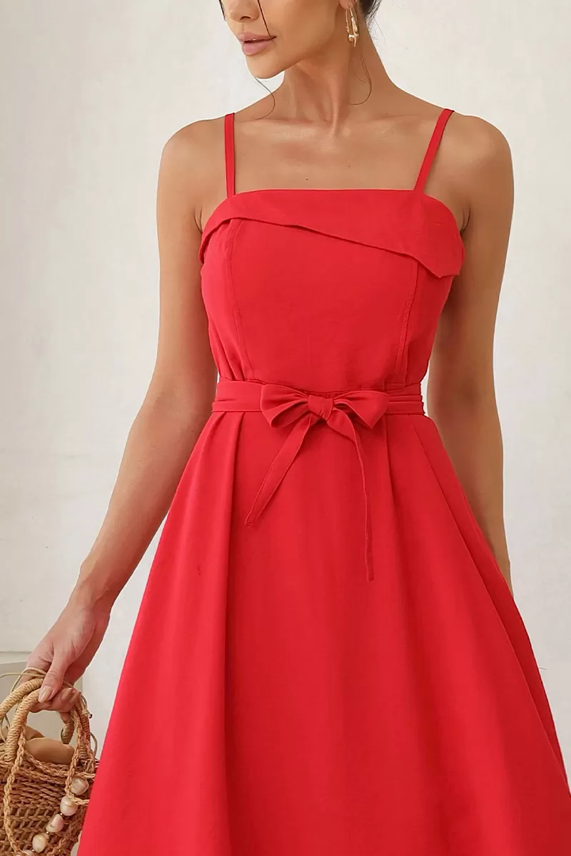 Miss Misses - Iara Halter Dress with side pockets red - 54363024 Miss Misses - Iara Halter Dress with side pockets red - 54363024