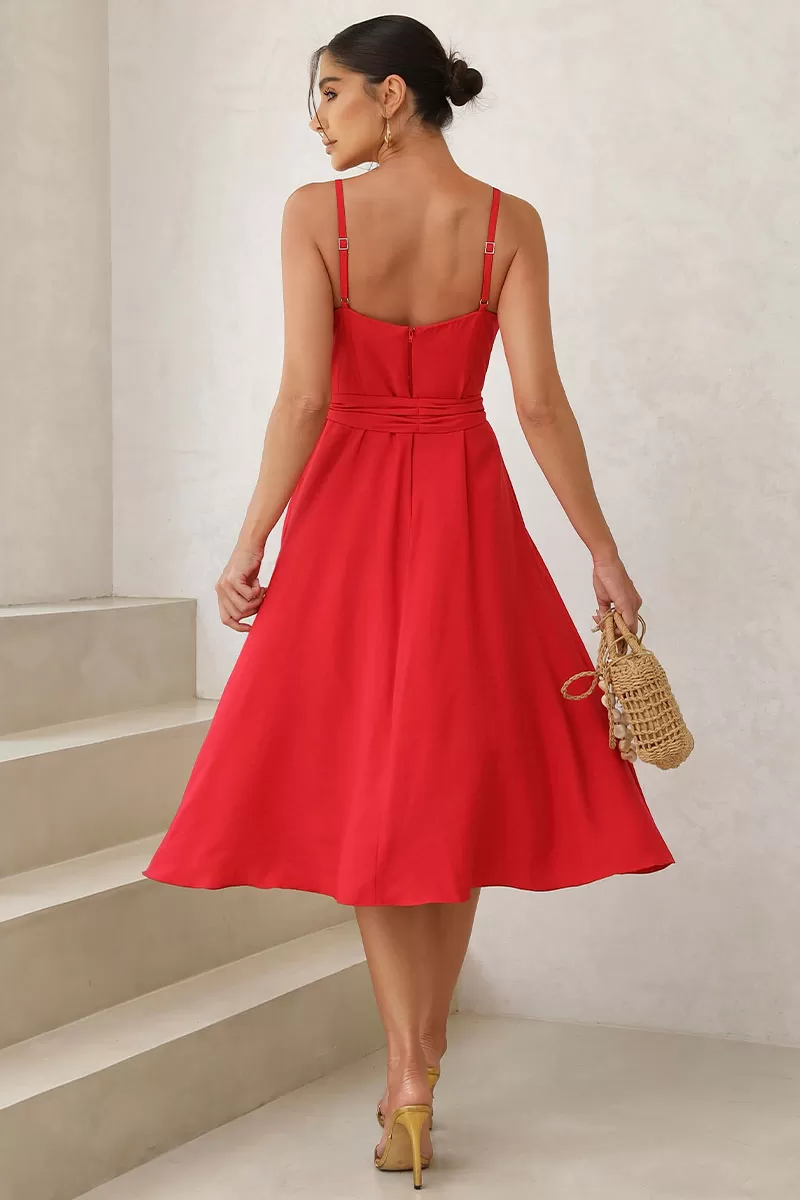 Miss Misses - Iara Halter Dress with side pockets red - 54363024 Miss Misses - Iara Halter Dress with side pockets red - 54363024