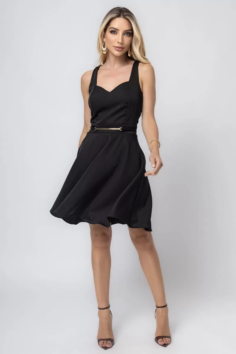 Miss Misses - Melissa Dress with Black Belt Loop Detail - 54359001 Miss Misses - Melissa Dress with Black Belt Loop Detail - 54359001