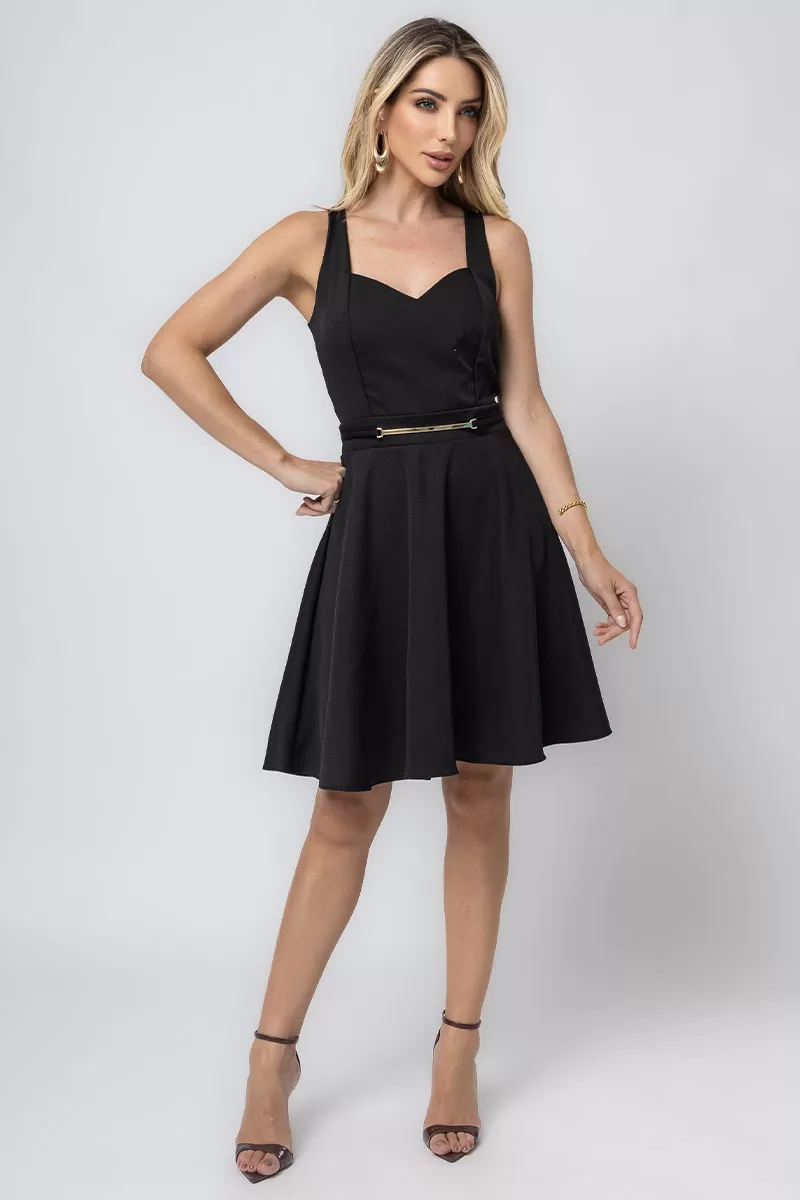 Miss Misses - Melissa Dress with Black Belt Loop Detail - 54359001 Miss Misses - Melissa Dress with Black Belt Loop Detail - 54359001