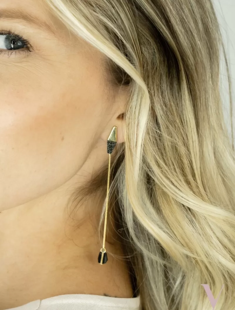 Mikabe - Earring Black Druse and Obsidian - MK1820