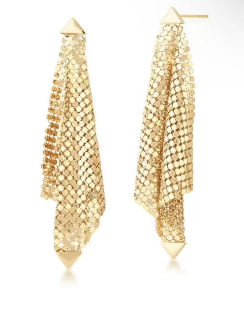 Mikabe - Gold Sequin Mesh Earring - MK1826