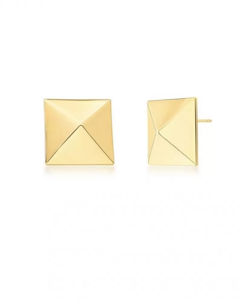 Mikabe - Large Gold Square Spike Earring - MK1831