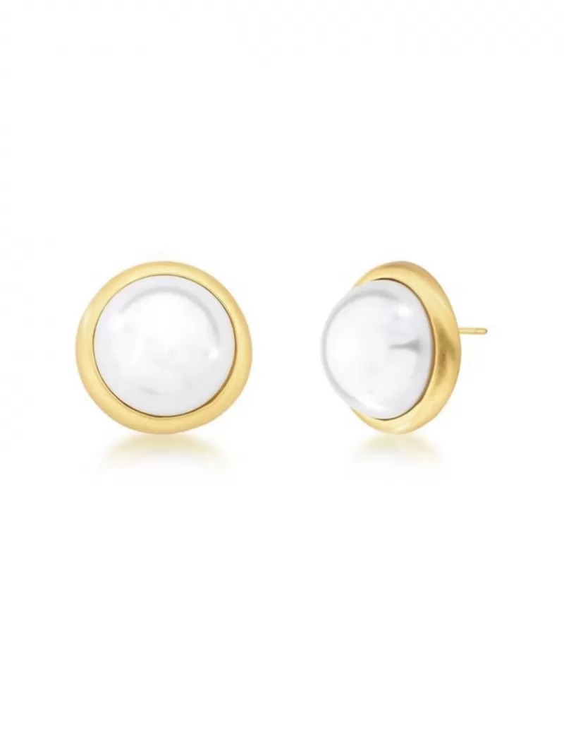 Mikabe - Pearl Shell Button Earring - MK1833