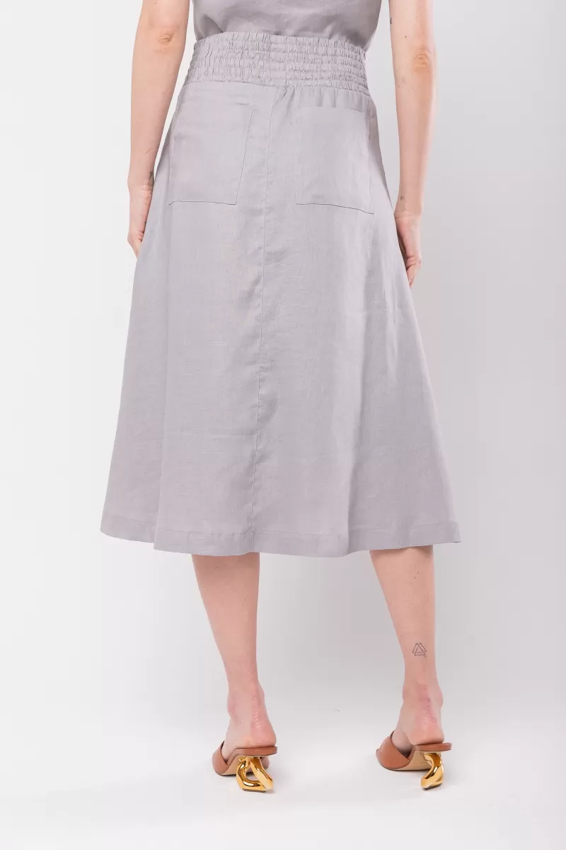 Hidrogênio - 100% LINEN GRAY MIDI FLARE SKIRT - 19800030 Hidrogênio - 100% LINEN GRAY MIDI FLARE SKIRT - 19800030