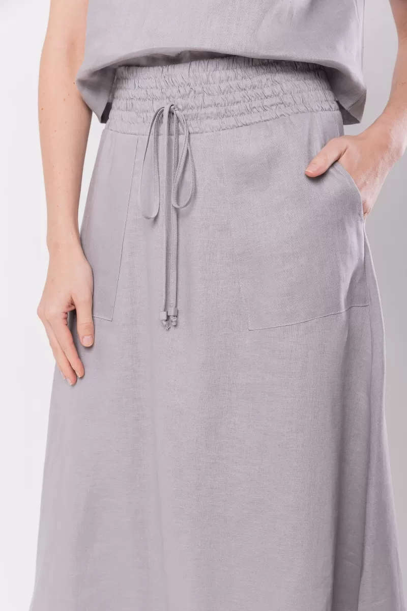 Hidrogênio - 100% LINEN GRAY MIDI FLARE SKIRT - 19800030 Hidrogênio - 100% LINEN GRAY MIDI FLARE SKIRT - 19800030
