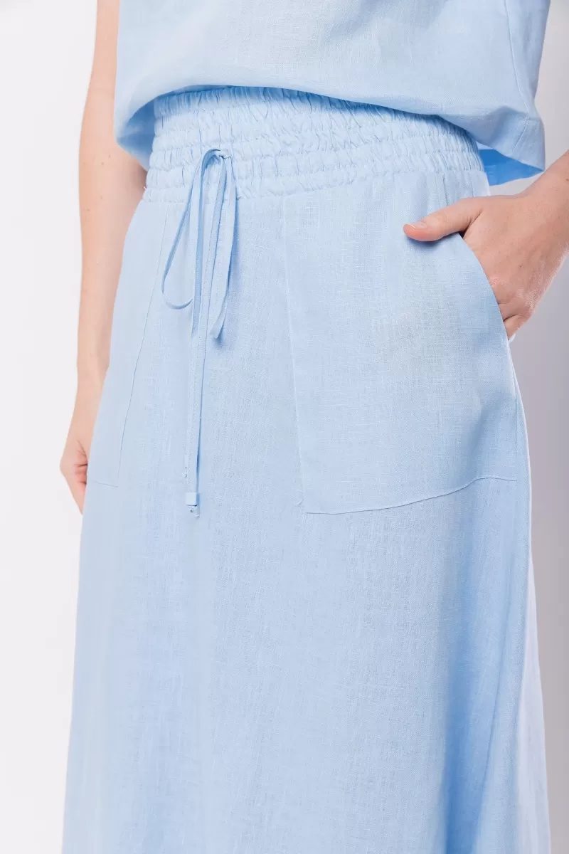 Hidrogênio - 100% BABY BLUE LINEN MIDI FLARE SKIRT - 19800111 Hidrogênio - 100% BABY BLUE LINEN MIDI FLARE SKIRT - 19800111
