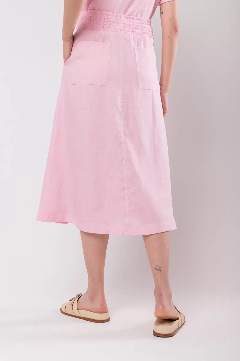 Hidrogênio - 100% PINK LINEN MIDI FLARE SKIRT - 19800021 Hidrogênio - 100% PINK LINEN MIDI FLARE SKIRT - 19800021