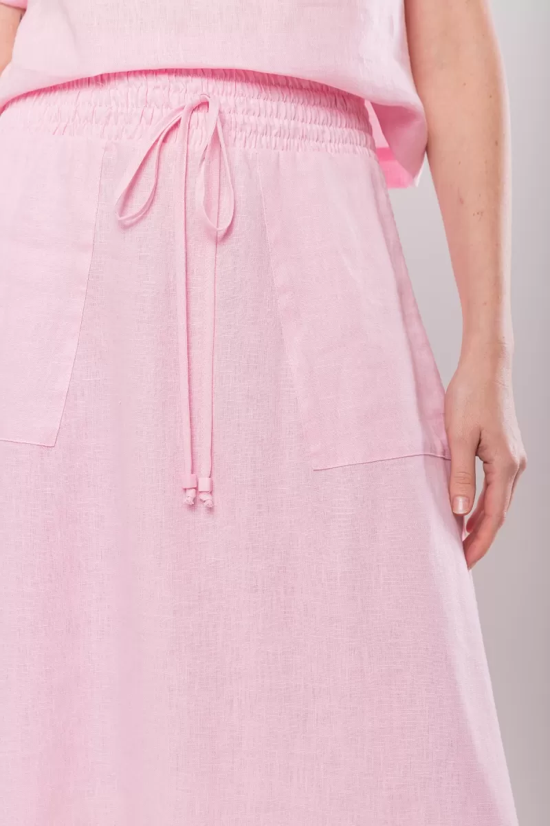 Hidrogênio - 100% PINK LINEN MIDI FLARE SKIRT - 19800021 Hidrogênio - 100% PINK LINEN MIDI FLARE SKIRT - 19800021