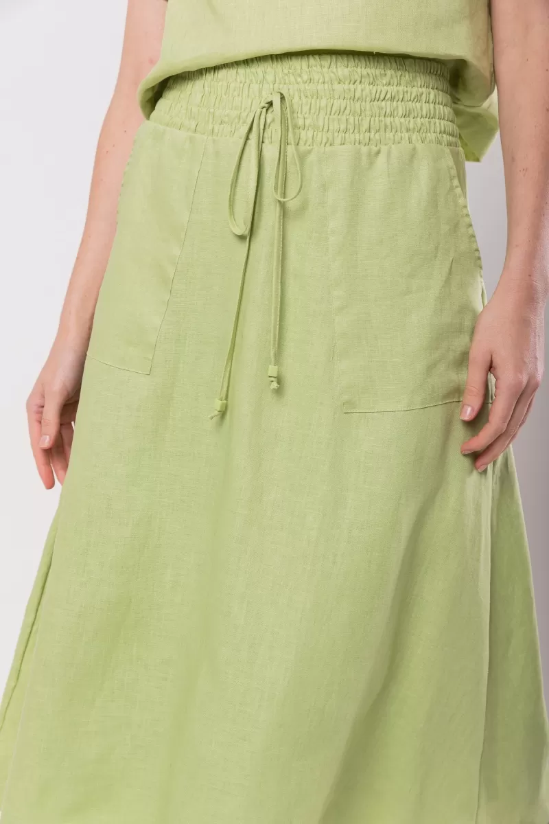 Hidrogênio - 100% LINEN LIGHT GREEN EVA MIDI SKIRT - 19800462 Hidrogênio - 100% LINEN LIGHT GREEN EVA MIDI SKIRT - 19800462