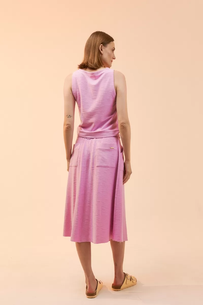 Hidrogênio - WIDE COS MIDI SKIRT WITH STITCHING AND POCKETS IN RED CURRANT - 20131555 Hidrogênio - WIDE COS MIDI SKIRT WITH STITCHING AND POCKETS IN RED CURRANT - 20131555