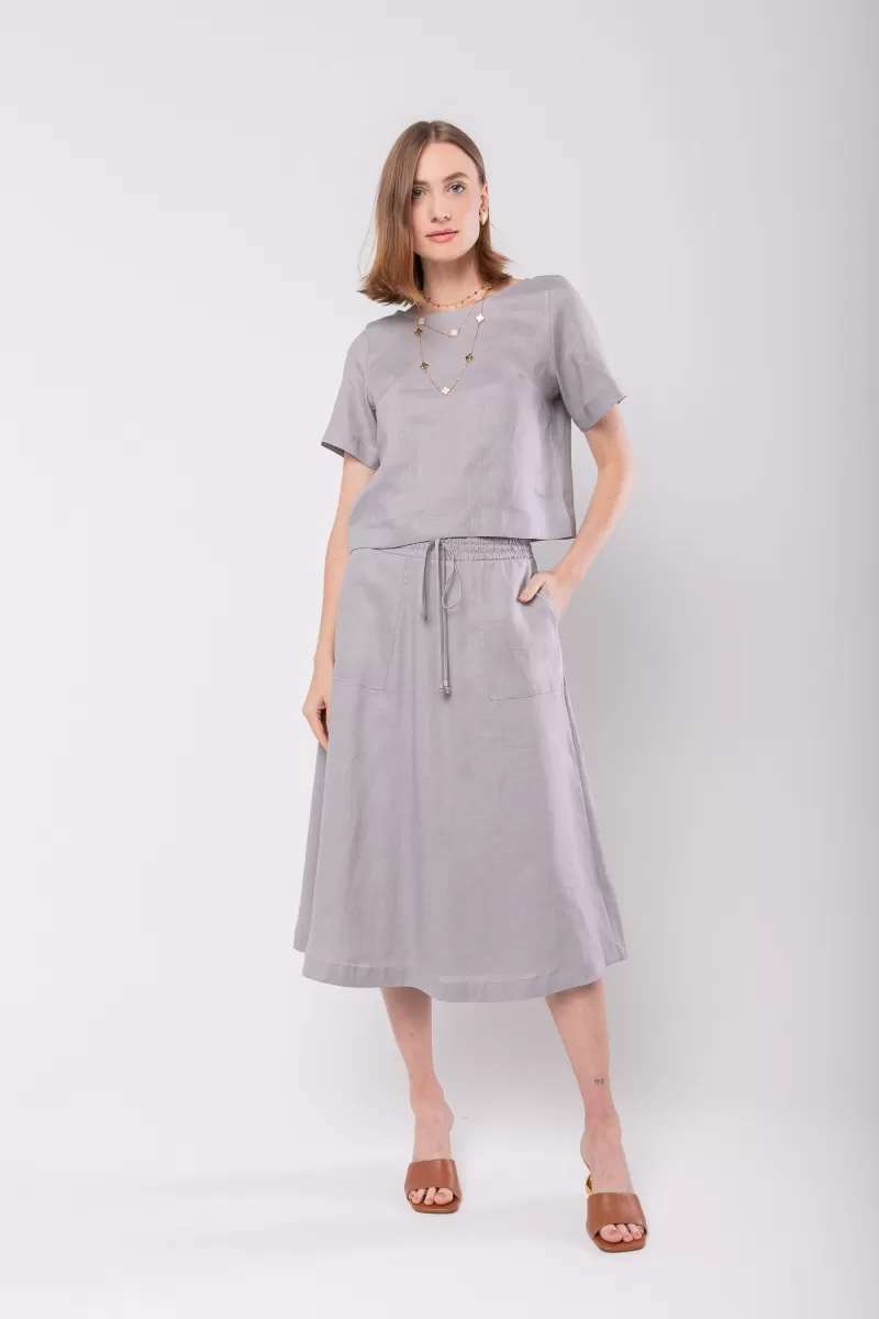 Hidrogênio - 100% LINEN GREY CROPPED TOP - 19801030 Hidrogênio - 100% LINEN GREY CROPPED TOP - 19801030