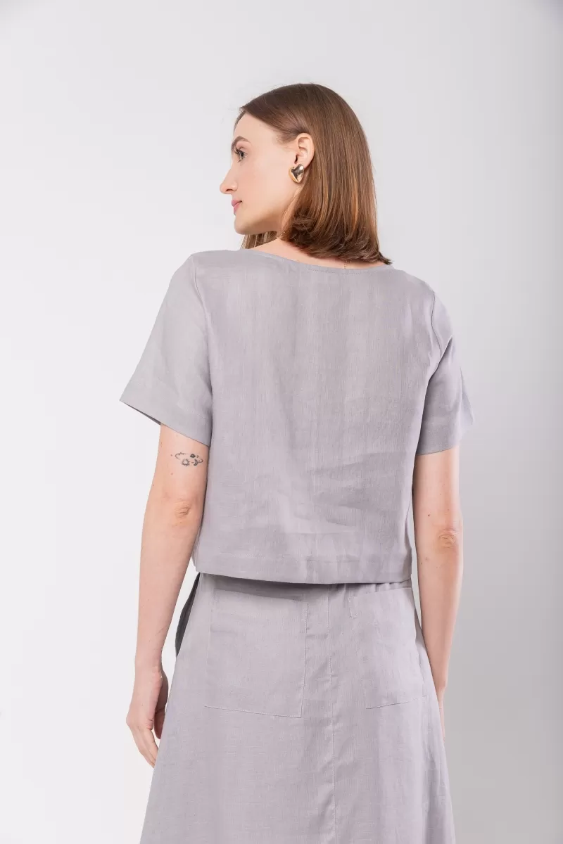 Hidrogênio - 100% LINEN GREY CROPPED TOP - 19801030 Hidrogênio - 100% LINEN GREY CROPPED TOP - 19801030