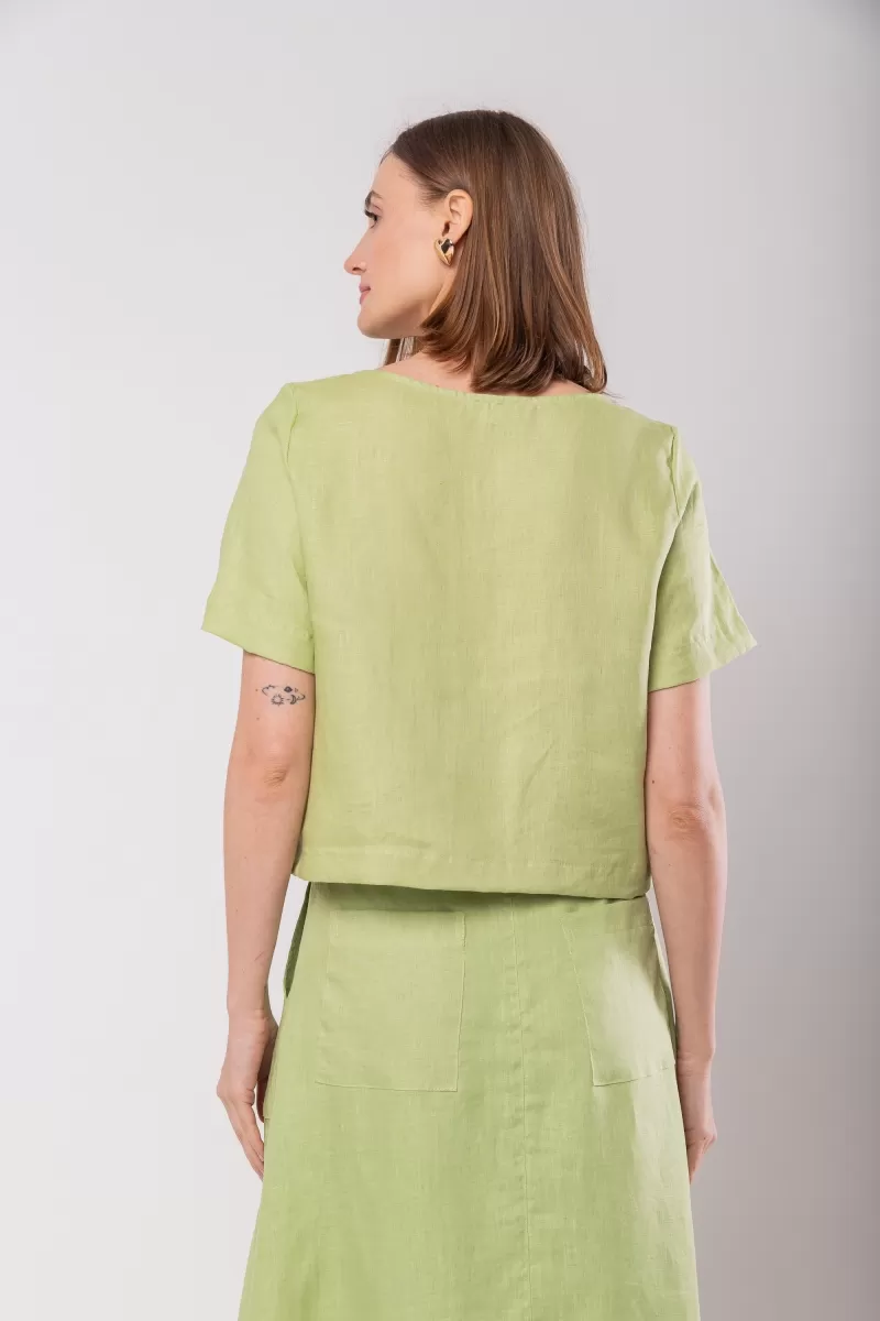 Hidrogênio - LIGHT GREEN 100% LINEN CROPPED TOP - 19801462 Hidrogênio - LIGHT GREEN 100% LINEN CROPPED TOP - 19801462