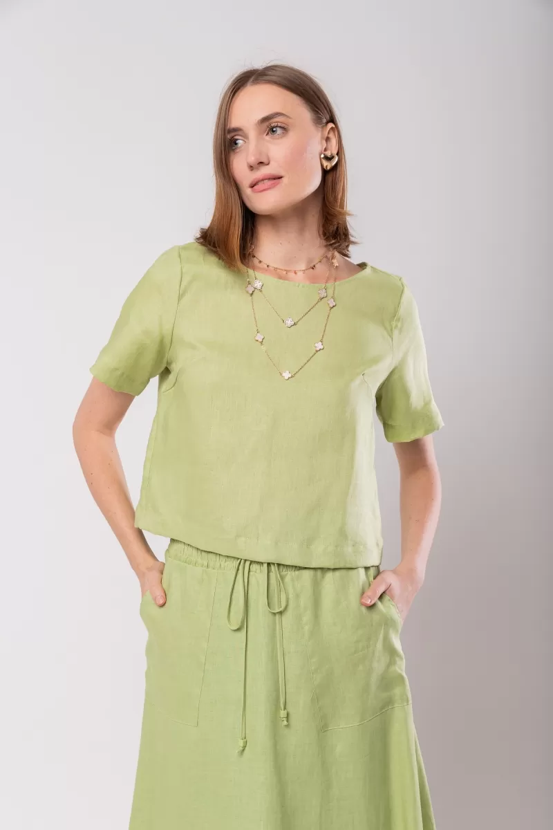 Hidrogênio - LIGHT GREEN 100% LINEN CROPPED TOP - 19801462 Hidrogênio - LIGHT GREEN 100% LINEN CROPPED TOP - 19801462