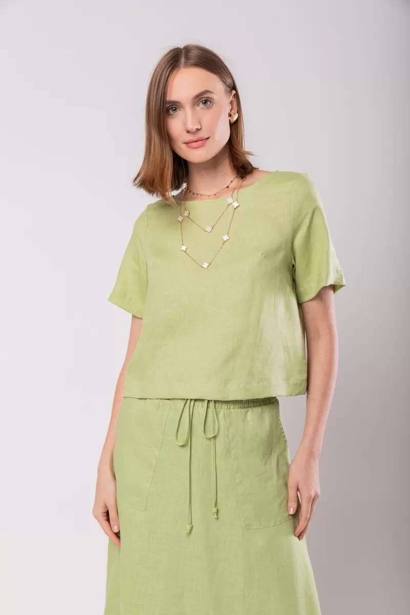 Hidrogênio - LIGHT GREEN 100% LINEN CROPPED TOP - 19801462 Hidrogênio - LIGHT GREEN 100% LINEN CROPPED TOP - 19801462