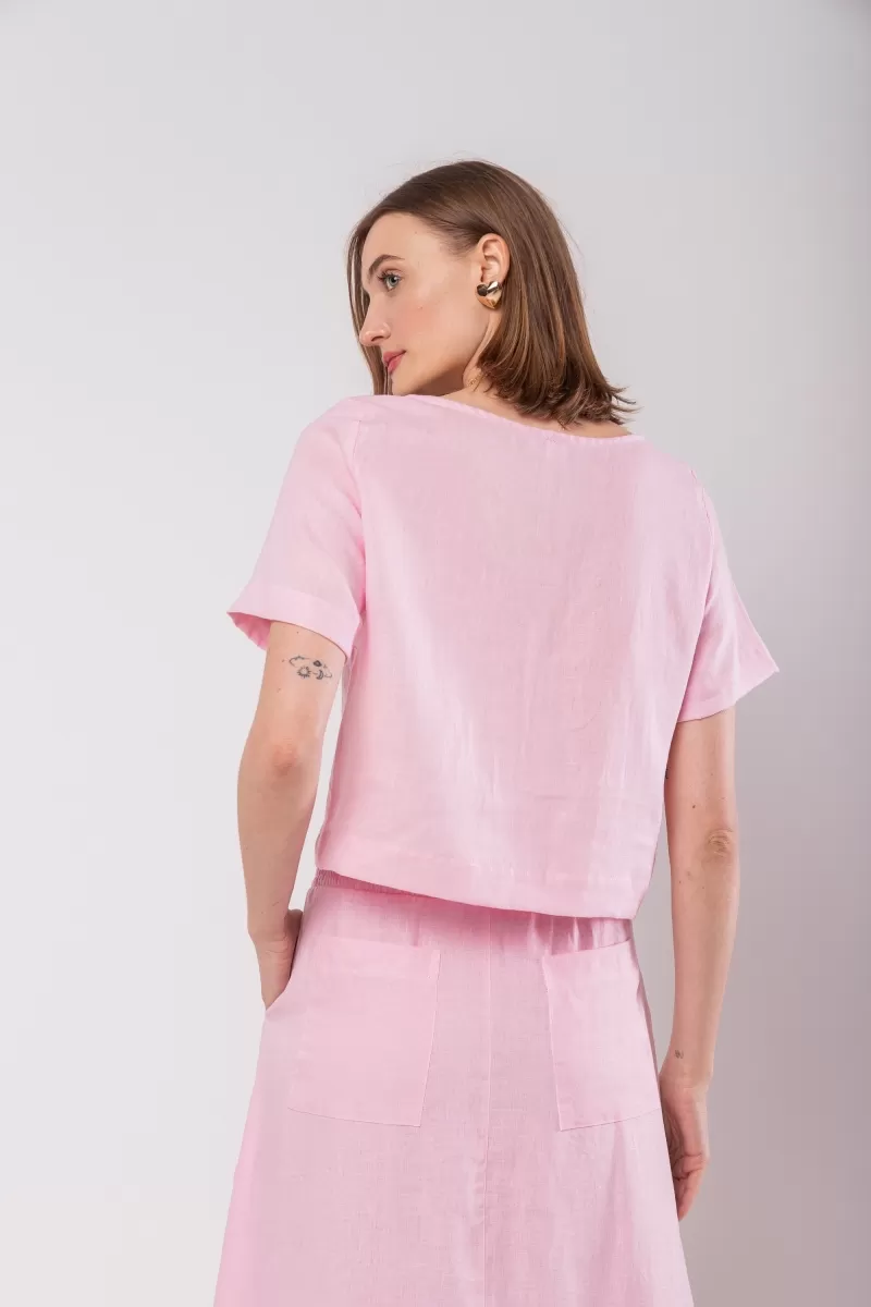 Hidrogênio - 100% PINK LINEN CROPPED TOP - 19801021 Hidrogênio - 100% PINK LINEN CROPPED TOP - 19801021