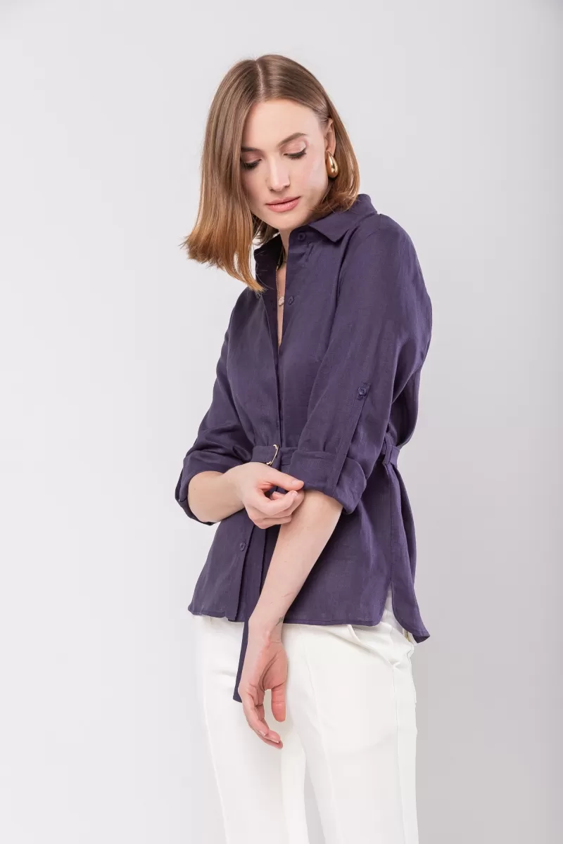 Hidrogênio - 100% LINEN SHIRT WITH NAVY BELT - 20021004 Hidrogênio - 100% LINEN SHIRT WITH NAVY BELT - 20021004