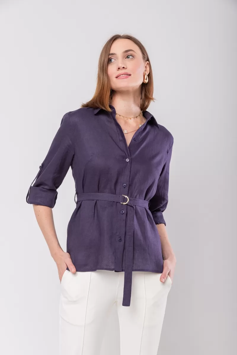 Hidrogênio - 100% LINEN SHIRT WITH NAVY BELT - 20021004 Hidrogênio - 100% LINEN SHIRT WITH NAVY BELT - 20021004