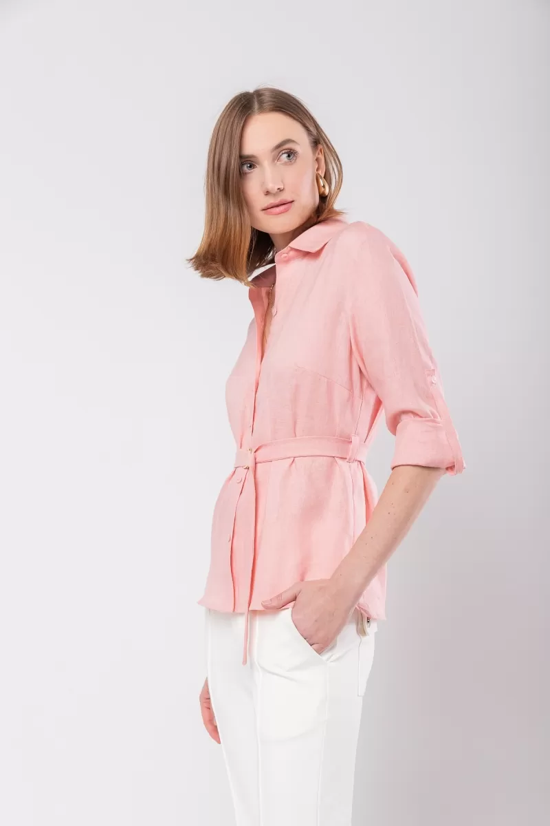 Hidrogênio - 100% LINEN SHIRT WITH PINK BELT - 20021021 Hidrogênio - 100% LINEN SHIRT WITH PINK BELT - 20021021