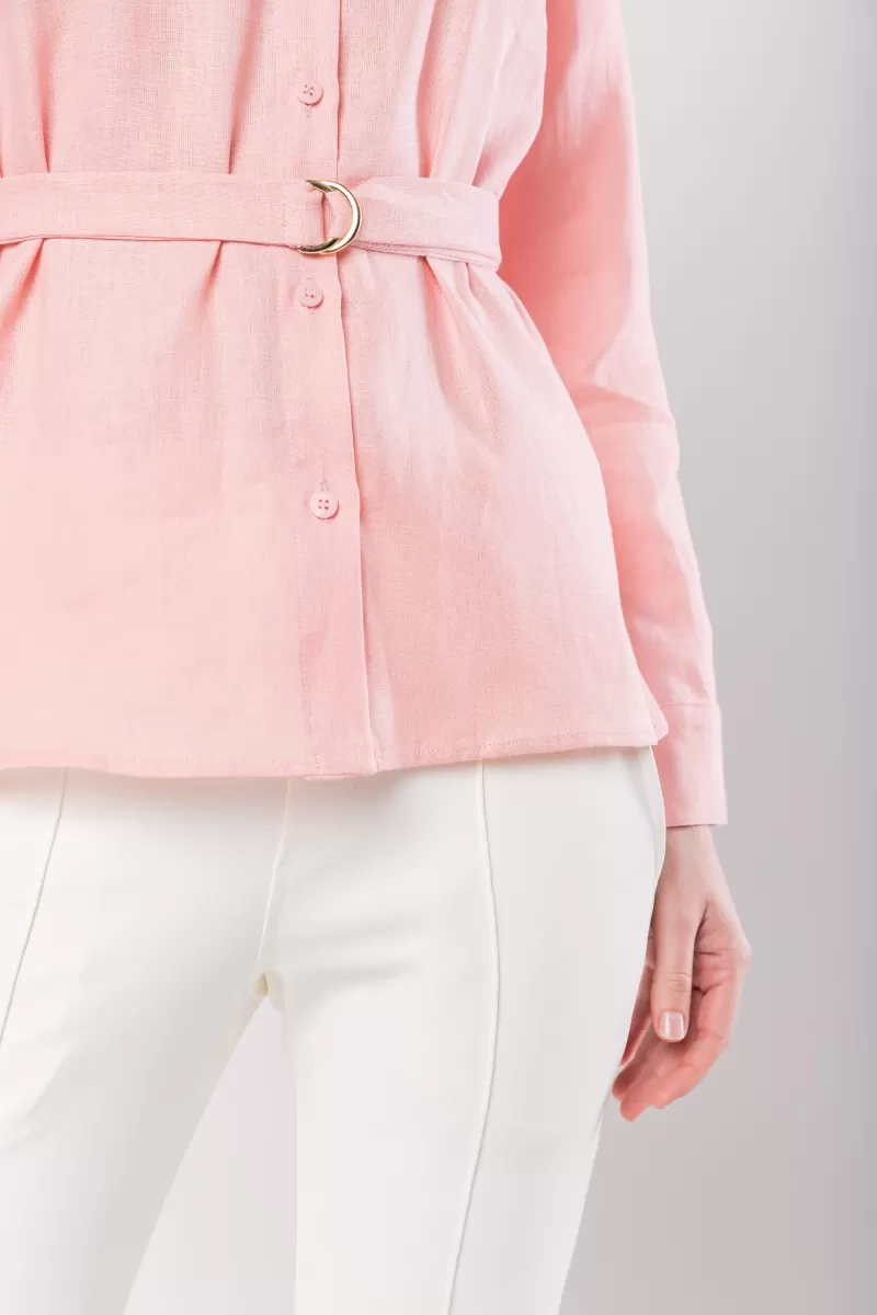 Hidrogênio - 100% LINEN SHIRT WITH PINK BELT - 20021021 Hidrogênio - 100% LINEN SHIRT WITH PINK BELT - 20021021