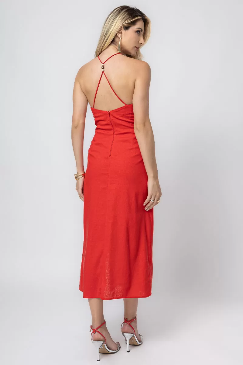 Miss Misses - Dress Miss Misses Paula Red Linen - 54370VERM