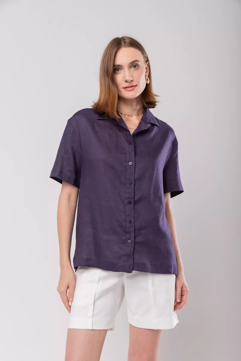 Hidrogênio - NAVY PURE LINEN SHORT SLEEVE SHIRT - 20037004 Hidrogênio - NAVY PURE LINEN SHORT SLEEVE SHIRT - 20037004