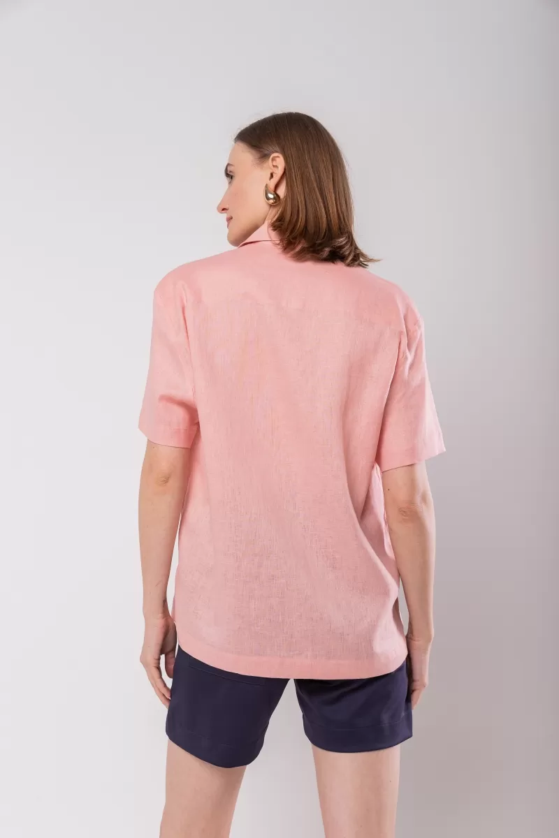 Hidrogênio - PINK PURE LINEN SHORT SLEEVE SHIRT - 20037021 Hidrogênio - PINK PURE LINEN SHORT SLEEVE SHIRT - 20037021