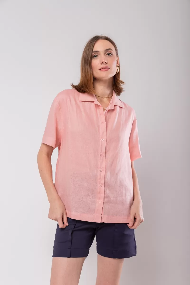 Hidrogênio - PINK PURE LINEN SHORT SLEEVE SHIRT - 20037021 Hidrogênio - PINK PURE LINEN SHORT SLEEVE SHIRT - 20037021
