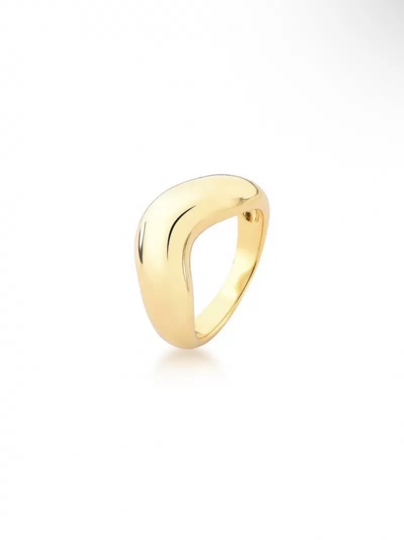 Mikabe - Gold Curved Ring - T 20 - MK1944