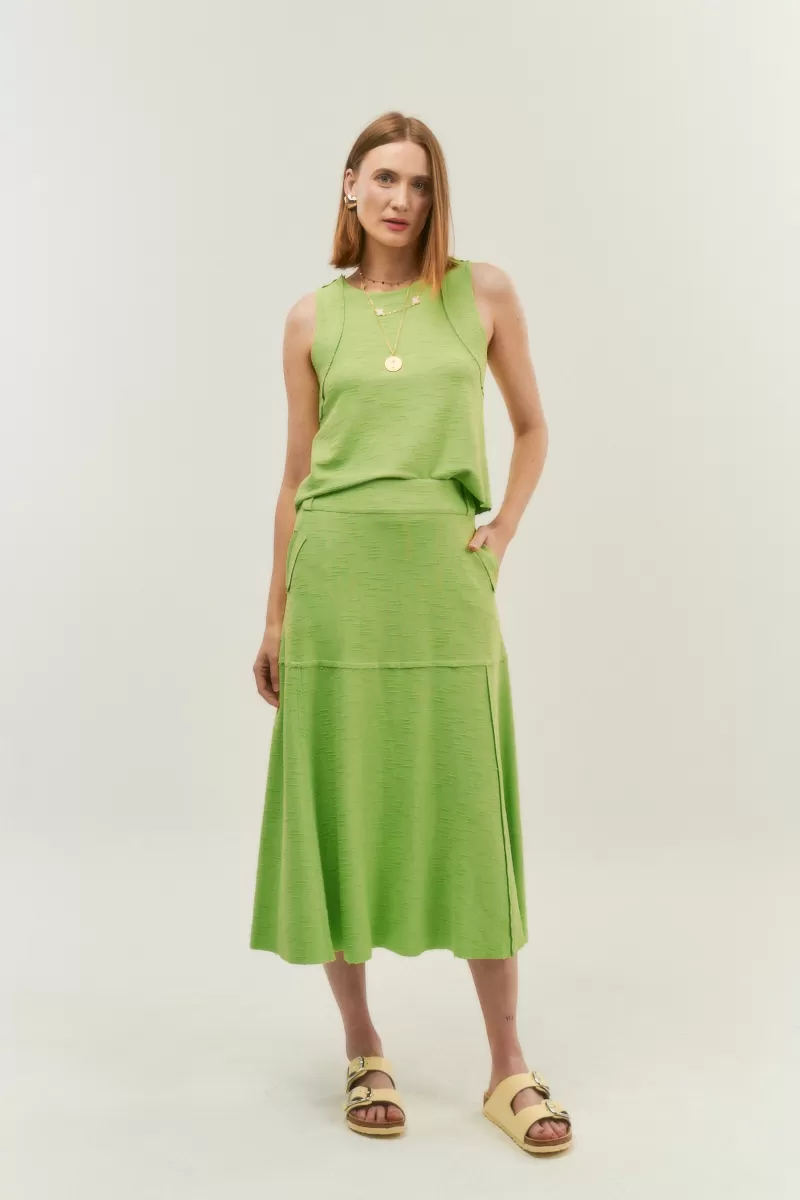 Hidrogênio - LIGHT GREEN EVASE MIDI THREAD SKIRT - 19805462 Hidrogênio - LIGHT GREEN EVASE MIDI THREAD SKIRT - 19805462
