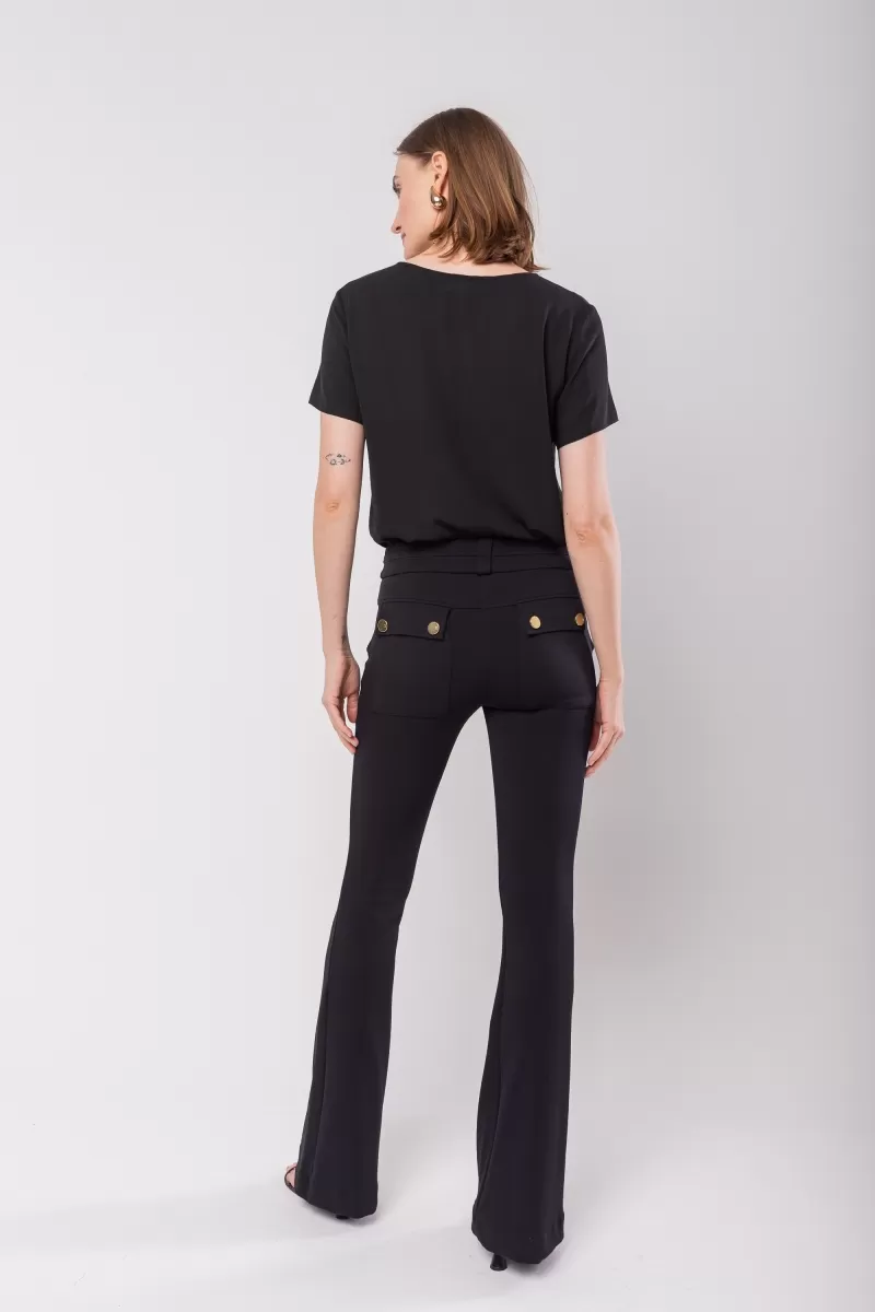 Hidrogênio - FLARE PANTS WITH FRONT PLEATS AND POCKETS DAYANE BLACK - 20120001 Hidrogênio - FLARE PANTS WITH FRONT PLEATS AND POCKETS DAYANE BLACK - 20120001