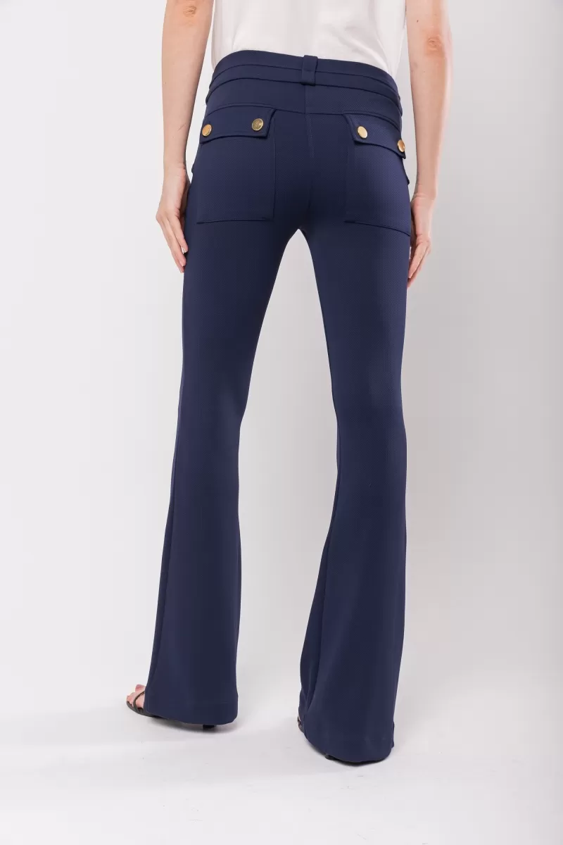 Hidrogênio - FLARE PANTS WITH FRONT PLEATS AND POCKETS DAYANE NAVY - 20120004 Hidrogênio - FLARE PANTS WITH FRONT PLEATS AND POCKETS DAYANE NAVY - 20120004