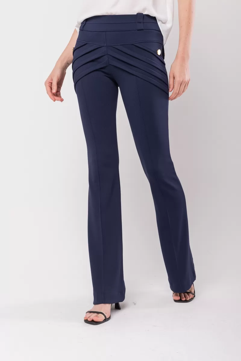 Hidrogênio - FLARE PANTS WITH FRONT PLEATS AND POCKETS DAYANE NAVY - 20120004 Hidrogênio - FLARE PANTS WITH FRONT PLEATS AND POCKETS DAYANE NAVY - 20120004