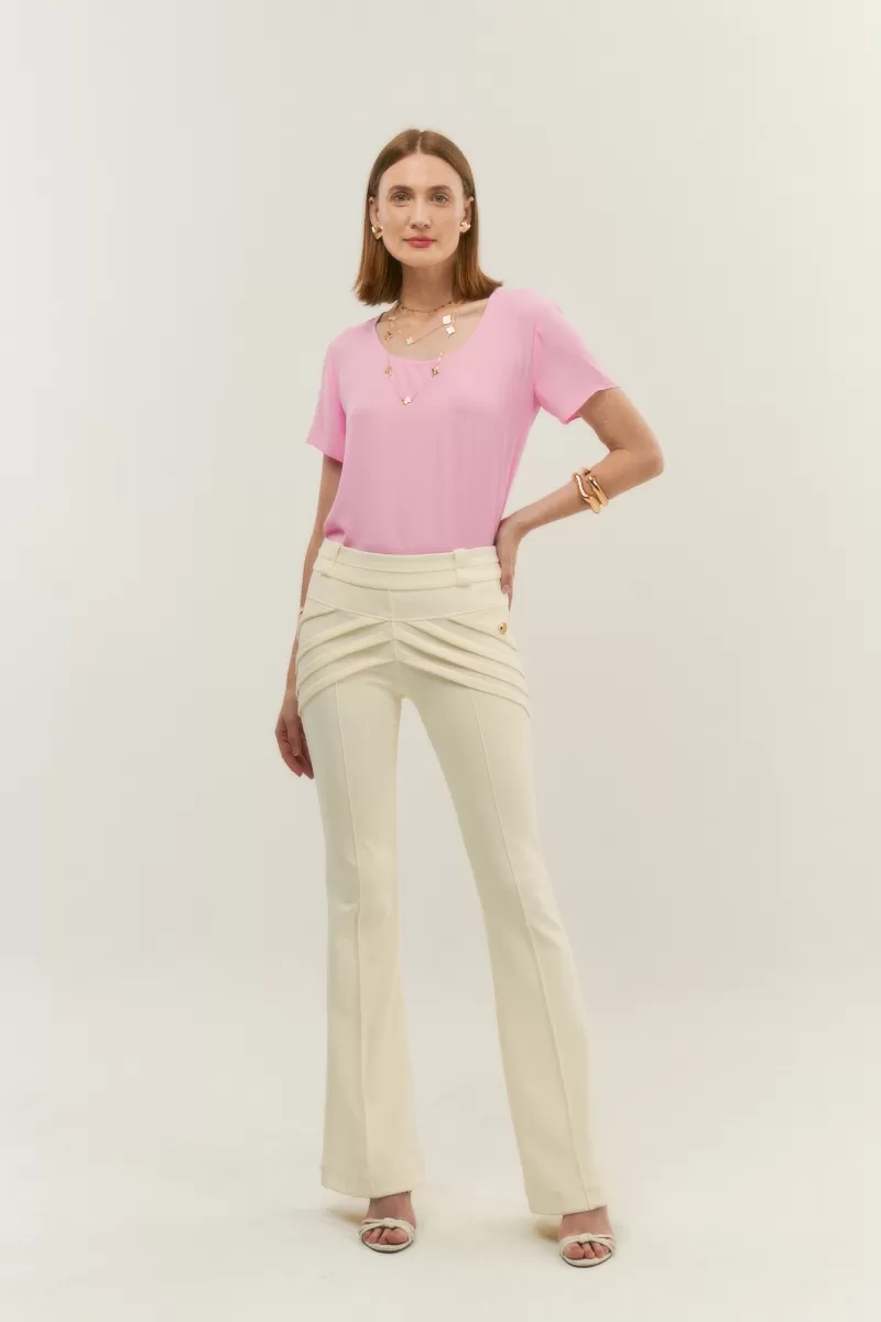 Hidrogênio - FLARE PANTS WITH FRONT PLEATS AND POCKETS DAYANE OFF WHITE - 20120018 Hidrogênio - FLARE PANTS WITH FRONT PLEATS AND POCKETS DAYANE OFF WHITE - 20120018