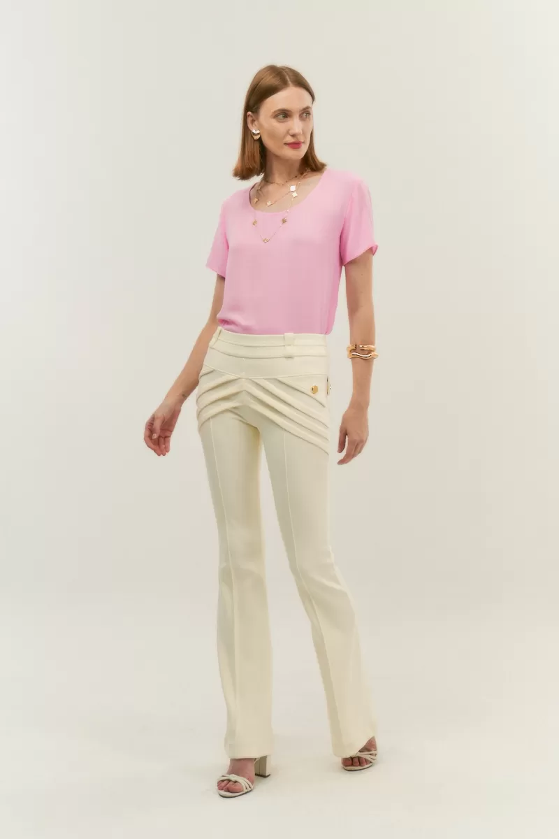 Hidrogênio - FLARE PANTS WITH FRONT PLEATS AND POCKETS DAYANE OFF WHITE - 20120018 Hidrogênio - FLARE PANTS WITH FRONT PLEATS AND POCKETS DAYANE OFF WHITE - 20120018