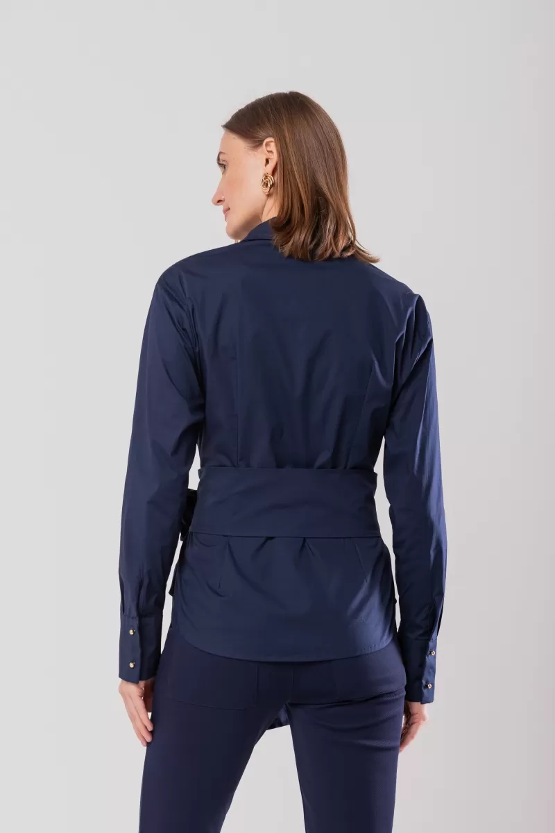 Hidrogênio - CACHEUR SHIRT WITH LONG MG COLLAR AND NAVY STRIP - 20144004 Hidrogênio - CACHEUR SHIRT WITH LONG MG COLLAR AND NAVY STRIP - 20144004