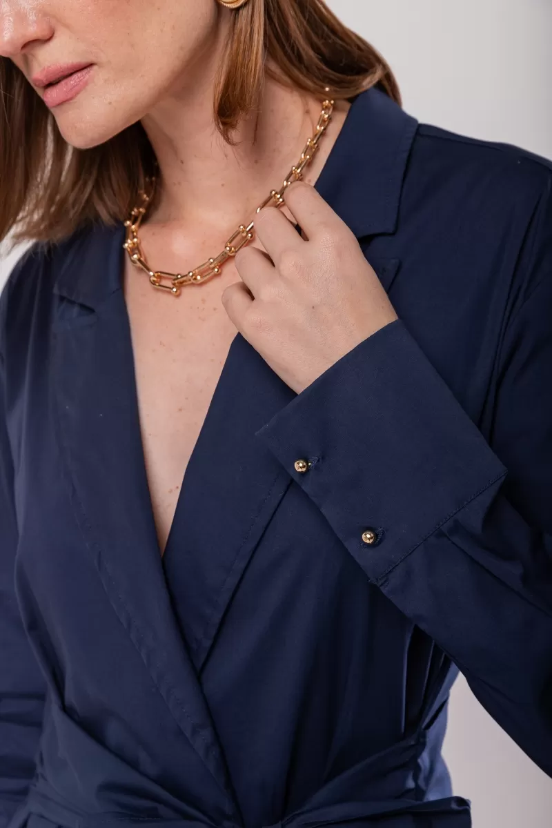 Hidrogênio - CACHEUR SHIRT WITH LONG MG COLLAR AND NAVY STRIP - 20144004 Hidrogênio - CACHEUR SHIRT WITH LONG MG COLLAR AND NAVY STRIP - 20144004