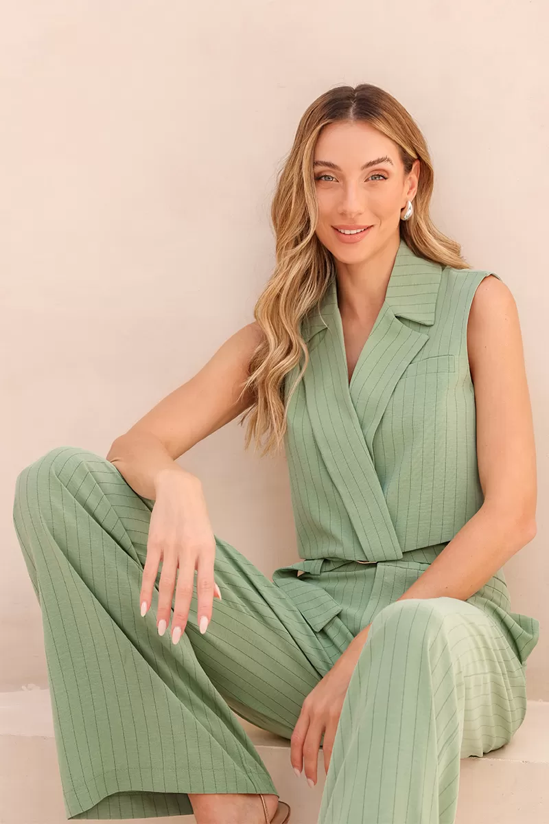 Dot Clothing - Dot Clothing Set Fernanda Green Chalk Stripe - 2456VERDE Dot Clothing - Dot Clothing Set Fernanda Green Chalk Stripe - 2456VERDE