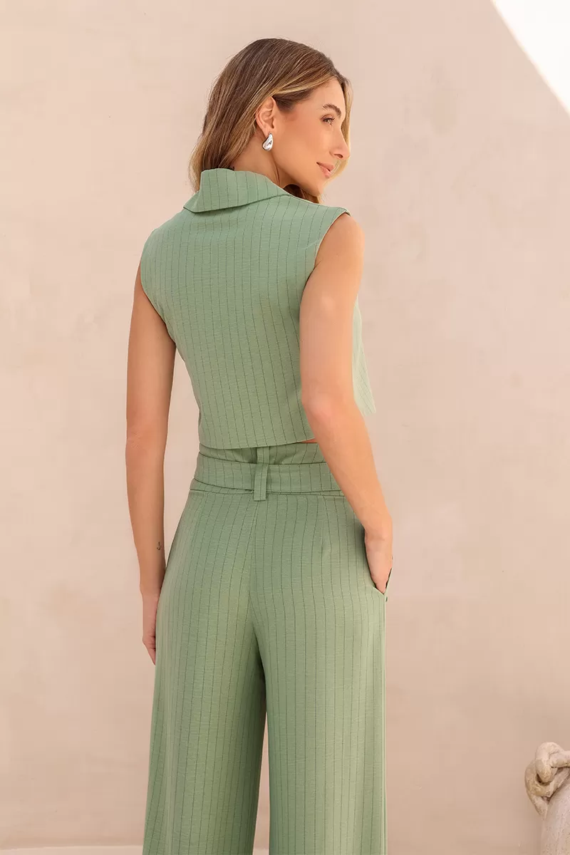 Dot Clothing - Dot Clothing Set Fernanda Green Chalk Stripe - 2456VERDE Dot Clothing - Dot Clothing Set Fernanda Green Chalk Stripe - 2456VERDE