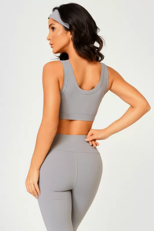 Lets Gym - Grey Comfort Rib Top - 2492GF Lets Gym - Grey Comfort Rib Top - 2492GF