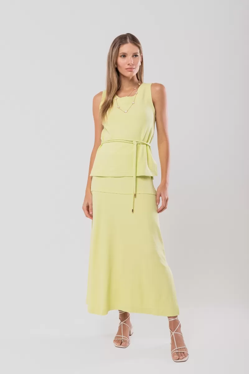 Hidrogênio - CREPE MESH MIDI SKIRT WITH SLITS IN WATER GREEN - 20165157 Hidrogênio - CREPE MESH MIDI SKIRT WITH SLITS IN WATER GREEN - 20165157