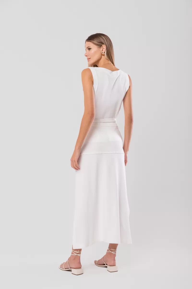 Hidrogênio - CREPE MESH MIDI SKIRT WITH SLITS OFF WHITE - 20165018 Hidrogênio - CREPE MESH MIDI SKIRT WITH SLITS OFF WHITE - 20165018