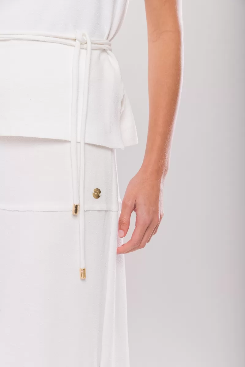 Hidrogênio - CREPE MESH MIDI SKIRT WITH SLITS OFF WHITE - 20165018 Hidrogênio - CREPE MESH MIDI SKIRT WITH SLITS OFF WHITE - 20165018